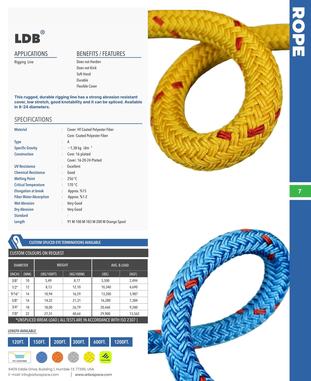 9/16” (14mm) Arbo Space LDB (Coated Polyester Double Braid)
