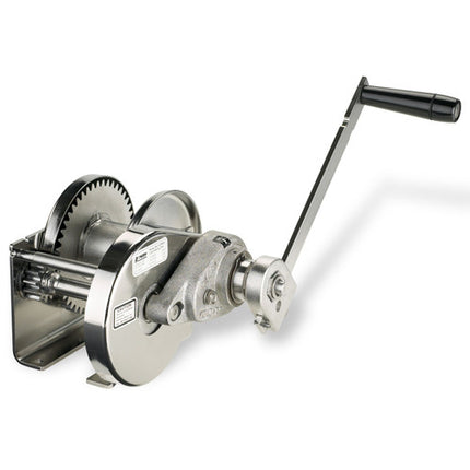 Thern M4312PBSS Stainless Steel Spur Gear Hand Winch w/ Brake - 2000 lbs Lifting Capacity